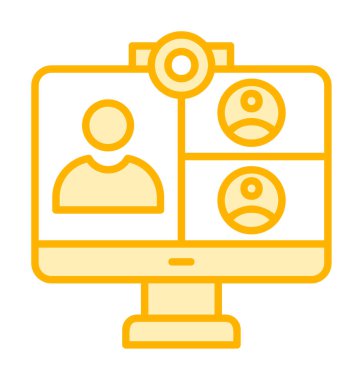 Basit çevrimiçi toplantı simgesi, vektör illüstrasyonu