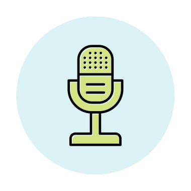 mikrofon yassı ikon. mikrofon logosu, vektör illüstrasyonu.