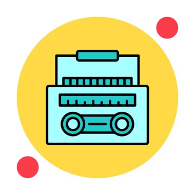 Basit düz Radyo Cassette ikon vektör illüstrasyonu  