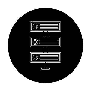 Ağ sunucu simgesinin vektör illüstrasyonu. Veritabanı basit simgesi 