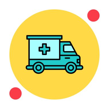 ambulans araba simgesi, renk vektörü çizimi