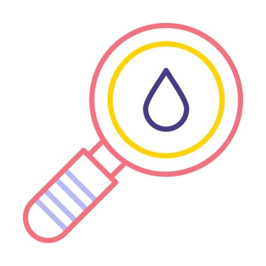 Loupe ikonu. Büyüteçteki su damlasının vektör çizimi