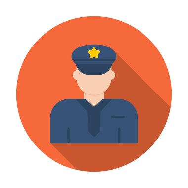 Üniformalı düz simgeli polis memurunun vektör çizimi