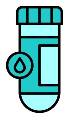 Kan testi tüpü ana hat vektör simgesi. Laboratuvar test sembolü, logo illüstrasyonu.