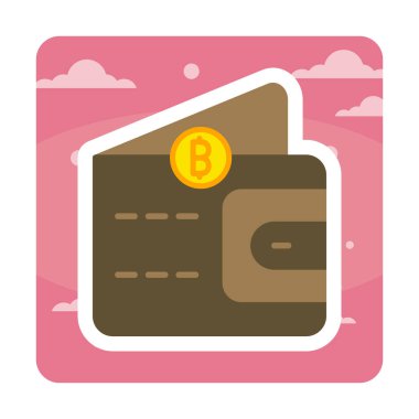 Basit Dijital Cüzdan simgesi, vektör illüstrasyonu