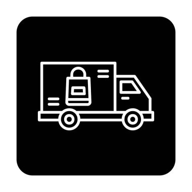 Teslimat kamyonu vektör simgesi modern basit illüstrasyon                        