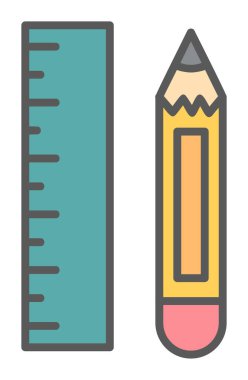 Kalem ve cetveli satırı simgesi, vektör çizim