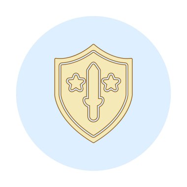 Kılıç vektör ağ simgesine sahip Askeri Kalkan, vektör illüstrasyonu 