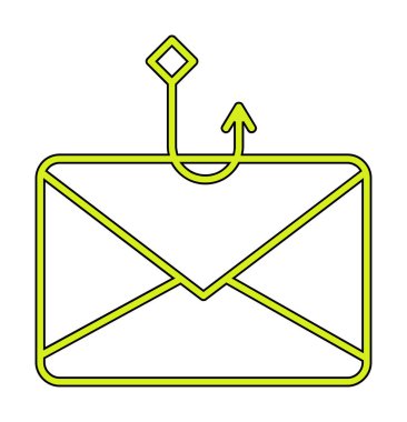 E-posta ile balık oltası. Posta zarfı simgesi ile balıkçılık dolandırıcılığı. 