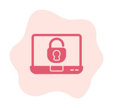 Basit düz dizüstü bilgisayar Aygıtı Kilitli simge vektör çizimi