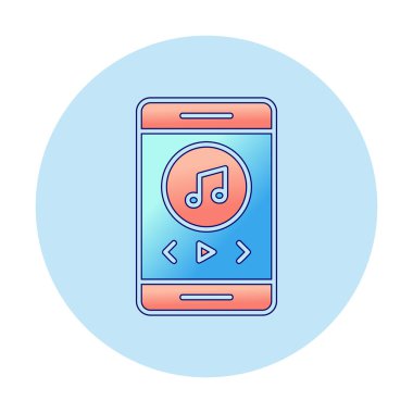 akıllı telefon müzik çalar simgesi doldurulmuş taslak biçimi