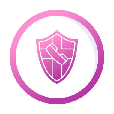 Eski moda telefon ahizesi simgesi olan bir kalkan. Güvenli telefon hattı. vektör çizimi tasarımı