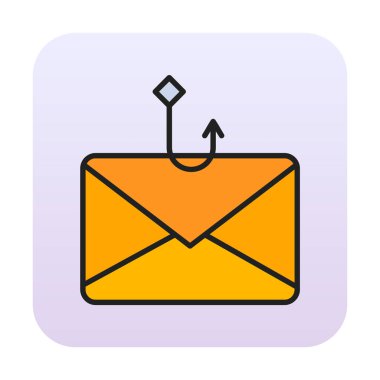 E-posta ile balık oltası. Posta zarfı simgesi ile balıkçılık dolandırıcılığı. 