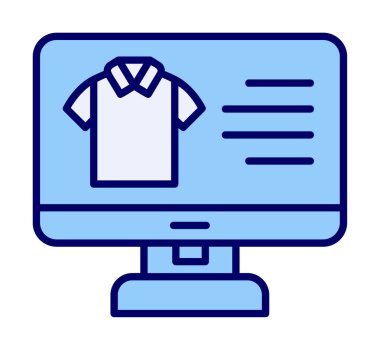 Basit Kumaş Çevrimiçi Alışveriş simgesi, vektör illüstrasyonu