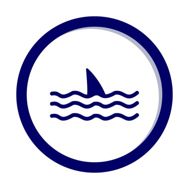 Deniz ikonunda köpekbalığı yüzgeci, vektör illüstrasyonu 