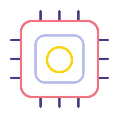 Basit düz işlemci vektör ince çizgi simgesi