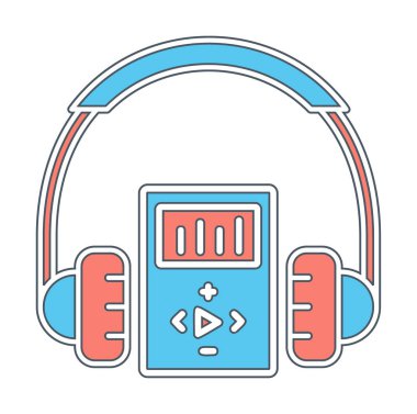 Düz kulaklık simgesi, web afişi, web ve mobil, bilgi grafikleri için vektör illüstrasyon kavramı.