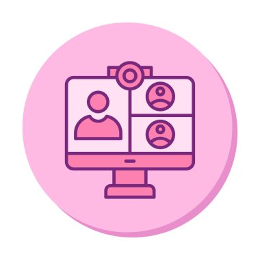 Basit çevrimiçi toplantı simgesi, vektör illüstrasyonu