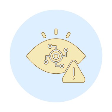 Uyarı işareti olan casus simgesi, vektör illüstrasyonu 