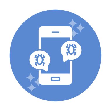 akıllı telefon virüslerle enfekte, vektör illüstrasyonu basit tasarım