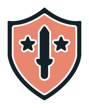 Kılıç vektör ağ simgesine sahip Askeri Kalkan, vektör illüstrasyonu 