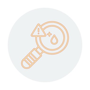 düz büyüteç ve kan testi ikonu vektörü. 