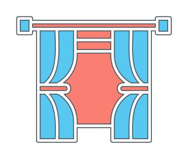 Tiyatro perdeleri simgesi, vektör illüstrasyonu 