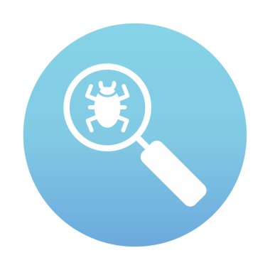 Böcekli büyüteç, virüs tespit simgesi, vektör illüstrasyon tasarımı 