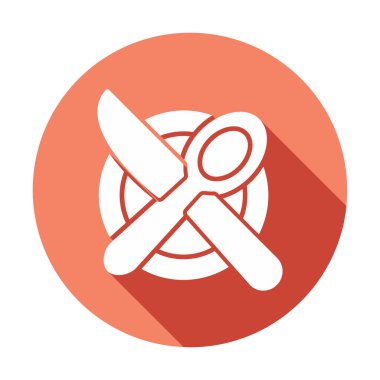 bıçak ve çatal tabakta, yemek ikonu, vektör illüstrasyonu  