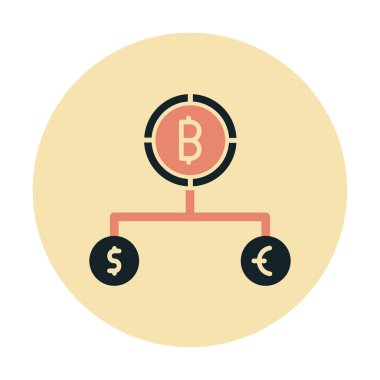 Para birimi yapısını bitcoin, dolar ve avro sembolleriyle böl 