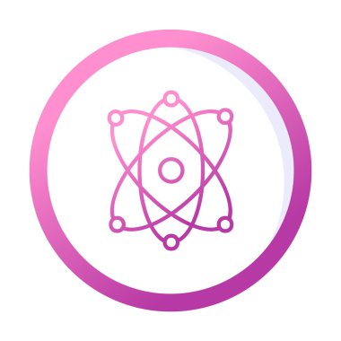 Moda düz biçimli atom simgesi, bilim simgesi vektör illüstrasyonu                     