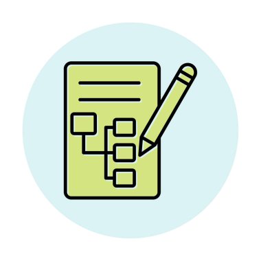 Kalem simgesi ile yazma Planı, vektör illüstrasyonu basit  