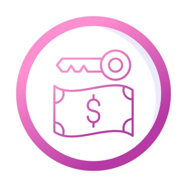 Dolar para birimi ve anahtar simgesi, Fidye yazılımı konsepti, vektör illüstrasyonu  