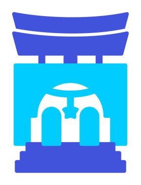 Basit antik Asya Tapınağı simgesi, vektör illüstrasyonu