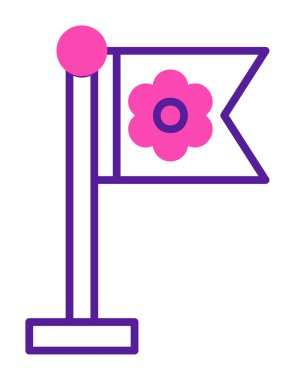 Sakura bayrak simgesi, vektör illüstrasyonu 