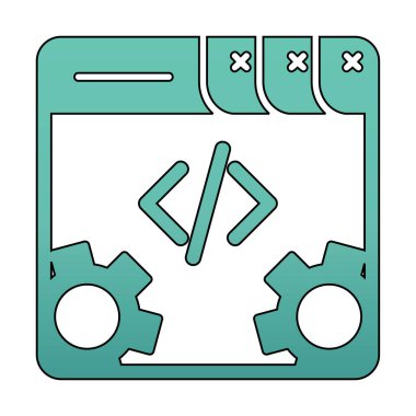 Basit programlama kodu optimizasyon simgesi, vektör illüstrasyonu