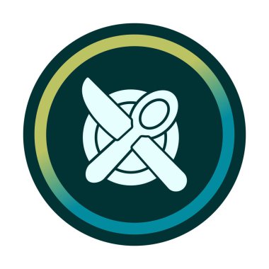 bıçak ve çatal tabakta, yemek ikonu, vektör illüstrasyonu  