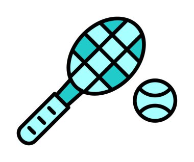 Tenis topu ve raket hattı biçim vektör tasarımı                  