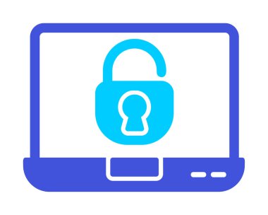 Basit düz dizüstü bilgisayar Aygıtı Kilitli simge vektör çizimi