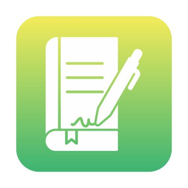 Basit Kitap İmzalama simgesi, vektör illüstrasyonu