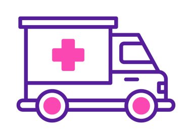 ambulans araba simgesi, renk vektörü çizimi