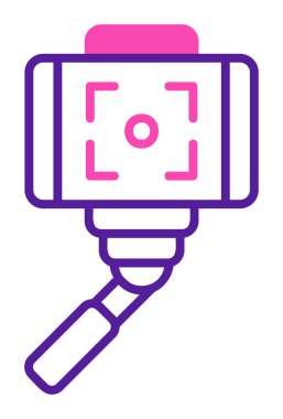 Akıllı telefon web simgesi, vektör illüstrasyonlu selfie çubuğu 