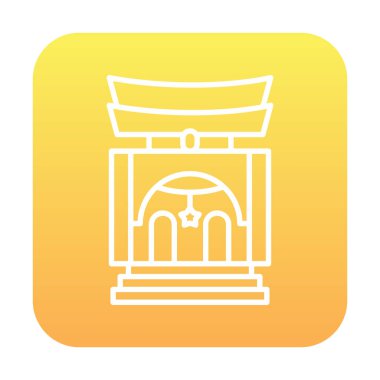 Basit antik Asya Tapınağı simgesi, vektör illüstrasyonu