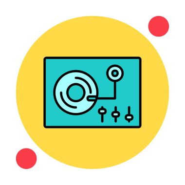 Basit vinil oynatıcı Turntable simgesi, vektör illüstrasyonu