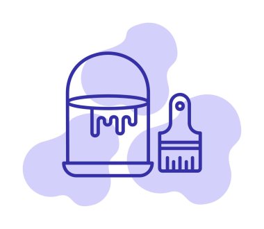 Boya fırçası ve kova vektör çizimi, simge ögesi arkaplanı                    