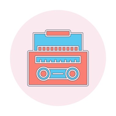 Basit düz Radyo Cassette simgesi illüstrasyonu  