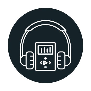 Düz kulaklık simgesi, web afişi, web ve mobil, bilgi grafikleri için vektör illüstrasyon kavramı.