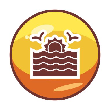 Basit düz gün batımı ve deniz vektörü 