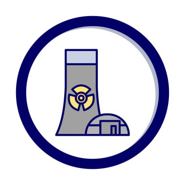 Nükleer enerji santrali ikon vektör illüstrasyon grafik tasarımı                        