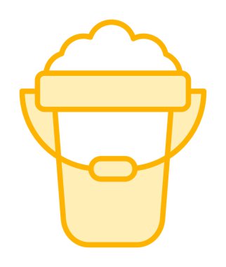 Köpük simgesi olan kova, vektör illüstrasyonu  